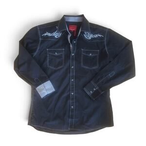 PATRON CITO Red Label Western Pearl Snap Shirt Mens M Embroidered Rockabilly